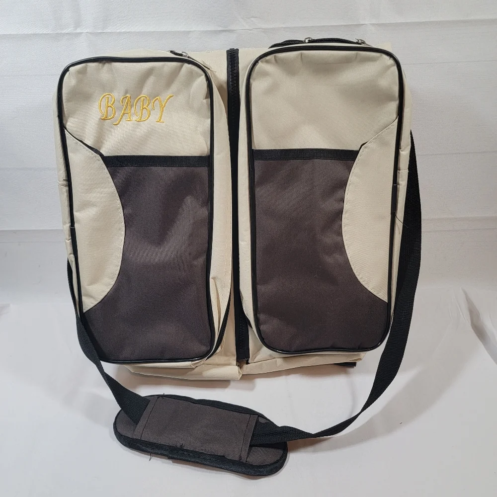 Luxtrada 3 in 1 Diaper Bag Multi-function Baby Diaper Changing Station Tan Brown
